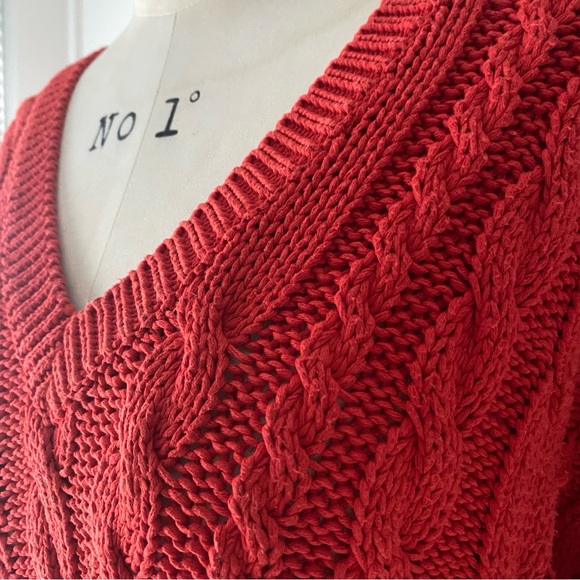 Vintage Perry Ellis Cable Knit V Neck Sweater - S - Picture 5 of 14